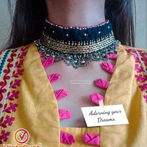 Vintage Ethnic Tribal Chokar, Afghan Choker with Vintage Bells, Kuchi Jewelry